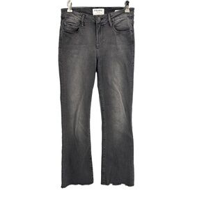 Frame Jeans Le Crop Mini Boot Preston Dark Gray Stretch Frayed Hem 26